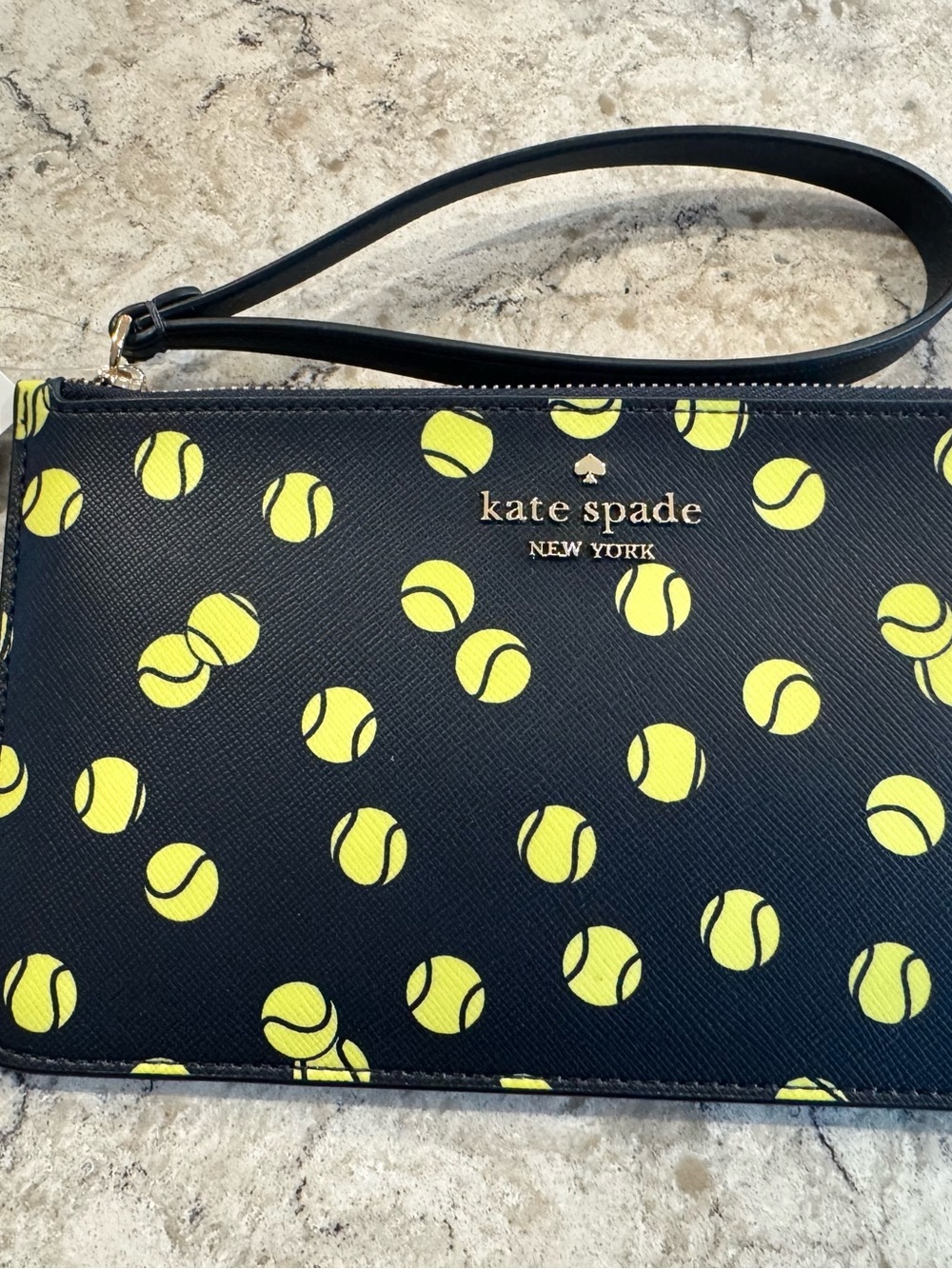 NWT Kate Spade Wristlet with Yellow Tennis Ball Print